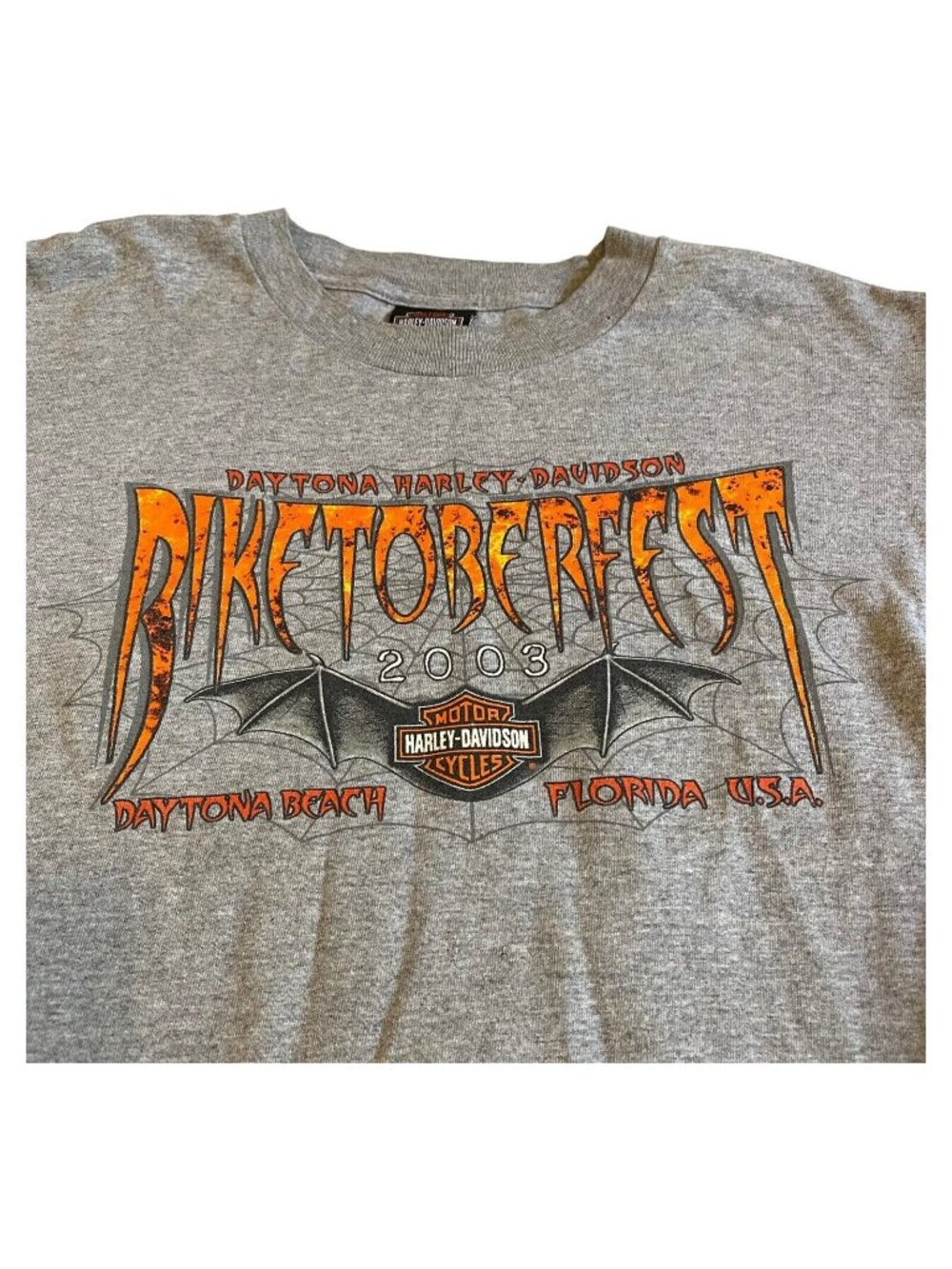 Biketoberfest Daytona Beach Bat Motorcycle Long Sleeve Harley Davidson 2003 L VT